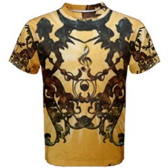 Clef With Awesome Figurative And Floral Elements Men s Cotton Tees