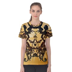 Clef With Awesome Figurative And Floral Elements Women s Cotton Tees