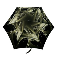 Awesome Glowing Lines With Beautiful Butterflies On Black Background Mini Folding Umbrellas