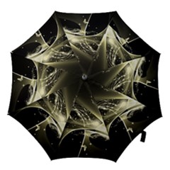 Awesome Glowing Lines With Beautiful Butterflies On Black Background Hook Handle Umbrellas (small)