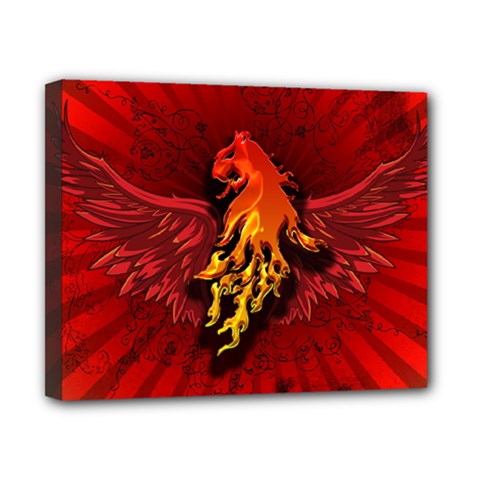 Lion With Flame And Wings In Yellow And Red Canvas 10  X 8 