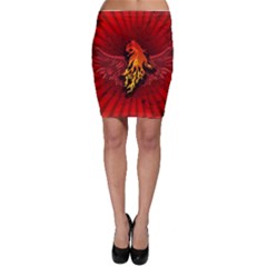 Lion With Flame And Wings In Yellow And Red Bodycon Skirts