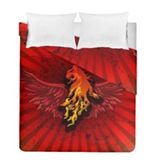 Lion With Flame And Wings In Yellow And Red Duvet Cover (twin Size)