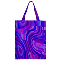 Retro Abstract Blue Pink Zipper Classic Tote Bags