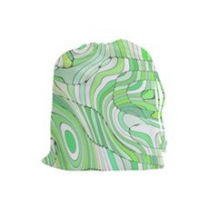 Retro Abstract Green Drawstring Pouches (large) 