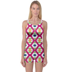 Honeycomb In Rhombus Pattern Women s Boyleg One Piece Swimsuit