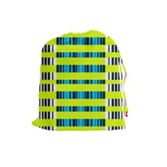 Rectangles And Vertical Stripes Pattern Drawstring Pouch