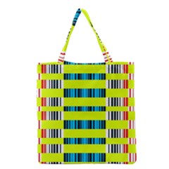 Rectangles And Vertical Stripes Pattern Grocery Tote Bag by LalyLauraFLM