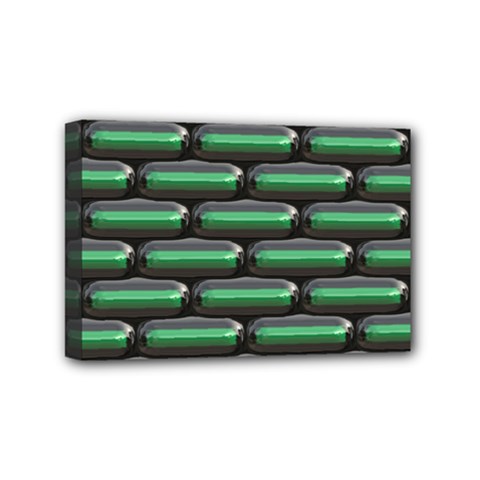 Green 3d Rectangles Pattern Mini Canvas 6  X 4  (stretched)