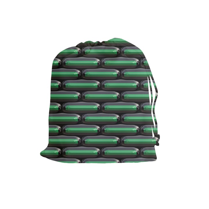 Green 3D rectangles pattern Drawstring Pouch