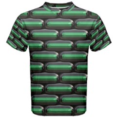 Green 3d Rectangles Pattern Men s Cotton Tee by LalyLauraFLM