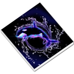 Orca With Glowing Line Jumping Out Of A Circle Mad Of Water Small Memo Pads by FantasyWorld7