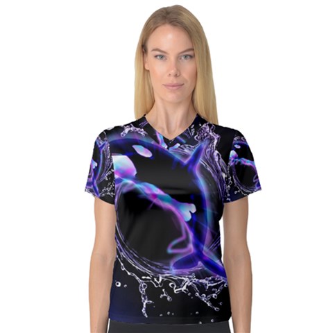 Women s V-neck Sport Mesh Tee by FantasyWorld7