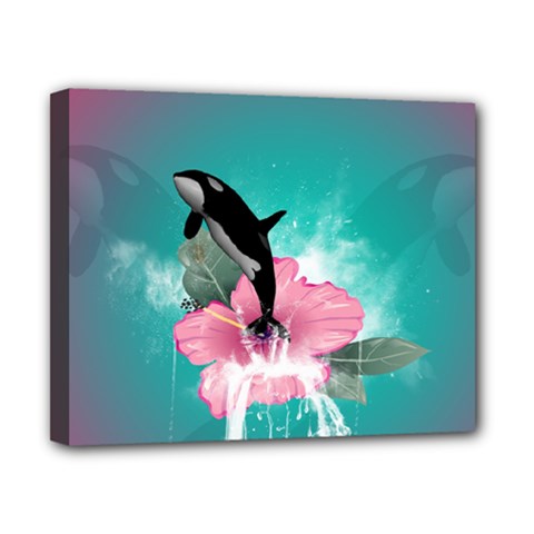 Orca Jumping Out Of A Flower With Waterfalls Canvas 10  X 8  by FantasyWorld7