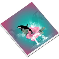 Orca Jumping Out Of A Flower With Waterfalls Small Memo Pads by FantasyWorld7