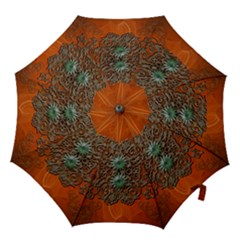 Wonderful Floral Elements On Soft Red Background Hook Handle Umbrellas (medium)