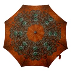 Wonderful Floral Elements On Soft Red Background Hook Handle Umbrellas (small)