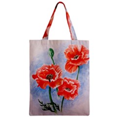 Poppies Zipper Classic Tote Bags