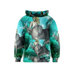 Beautiful Mermaid With  Dolphin With Bubbles And Water Splash Kid s Pullover Hoodies