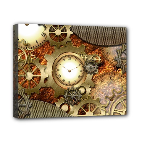 Steampunk, Wonderful Steampunk Design With Clocks And Gears In Golden Desing Canvas 10  X 8  by FantasyWorld7