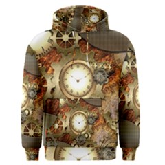 Steampunk, Wonderful Steampunk Design With Clocks And Gears In Golden Desing Men s Pullover Hoodies by FantasyWorld7