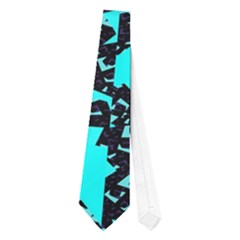 Teal On Black Funky Fractal Neckties (one Side)  by KirstenStar