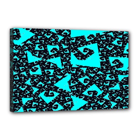 Teal On Black Funky Fractal Canvas 18  X 12  by KirstenStar