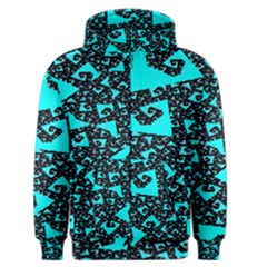 Teal On Black Funky Fractal Men s Zipper Hoodies by KirstenStar