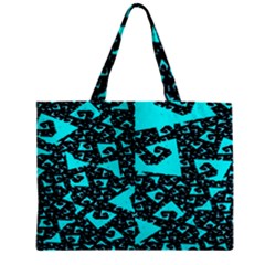 Teal On Black Funky Fractal Zipper Tiny Tote Bags