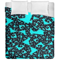 Teal On Black Funky Fractal Duvet Cover (double Size)