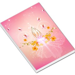 Wonderful Flowers With Butterflies And Diamond In Soft Pink Colors Large Memo Pads by FantasyWorld7