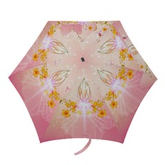 Wonderful Flowers With Butterflies And Diamond In Soft Pink Colors Mini Folding Umbrellas