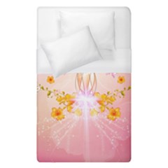 Wonderful Flowers With Butterflies And Diamond In Soft Pink Colors Duvet Cover Single Side (single Size)