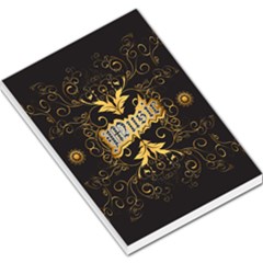 Music The Word With Wonderful Decorative Floral Elements In Gold Large Memo Pads by FantasyWorld7