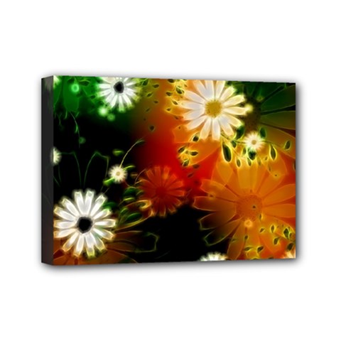 Awesome Flowers In Glowing Lights Mini Canvas 7  X 5 