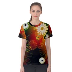 Awesome Flowers In Glowing Lights Women s Cotton Tees