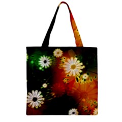 Awesome Flowers In Glowing Lights Zipper Grocery Tote Bags