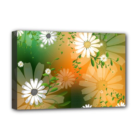 Beautiful Flowers With Leaves On Soft Background Deluxe Canvas 18  X 12  