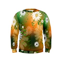 Beautiful Flowers With Leaves On Soft Background Boys  Sweatshirts