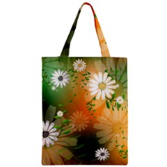 Beautiful Flowers With Leaves On Soft Background Zipper Classic Tote Bags