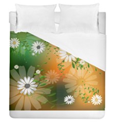 Beautiful Flowers With Leaves On Soft Background Duvet Cover Single Side (full/queen Size)