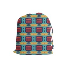 Blue Red And Yellow Shapes Pattern Drawstring Pouch