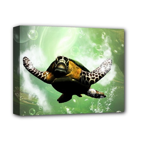 Wonderful Sea Turtle With Bubbles Deluxe Canvas 14  X 11 