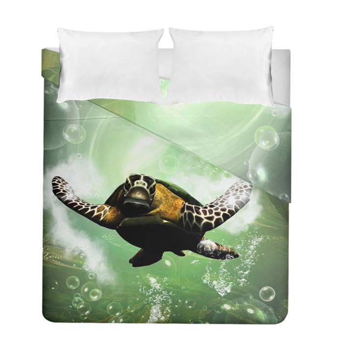 Wonderful Sea Turtle With Bubbles Duvet Cover (Twin Size)