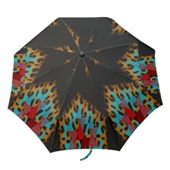 Blue, Gold, And Red Pattern Folding Umbrellas