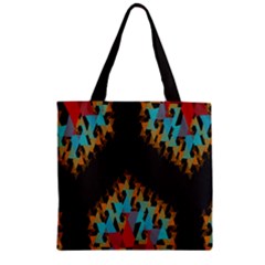 Blue, Gold, And Red Pattern Zipper Grocery Tote Bags