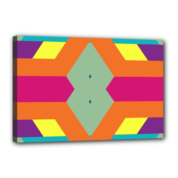 Colorful rhombus and stripes Canvas 18  x 12  (Stretched)