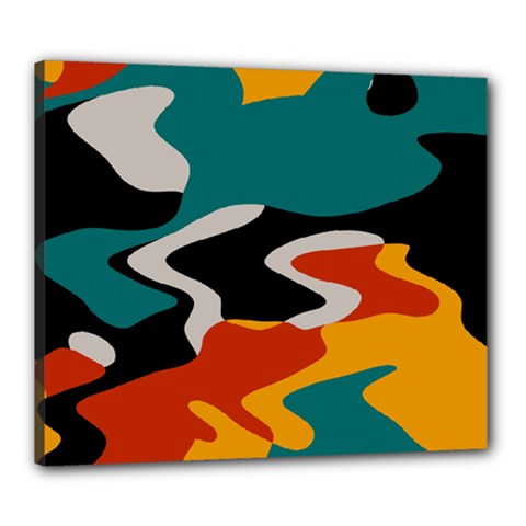 Misc Shapes In Retro Colors Canvas 24  X 20  (stretched)