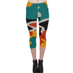 Misc Shapes In Retro Colors Capri Leggings