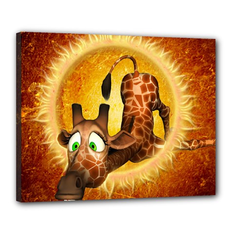 I m Waiting For You, Cute Giraffe Canvas 20  X 16  by FantasyWorld7